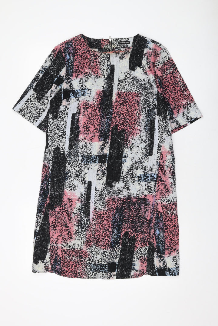 Warehouse Womens Multicoloured Geometric Polyester A-Line Size 10 Round Neck Zip