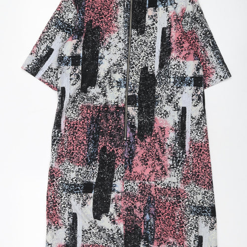 Warehouse Womens Multicoloured Geometric Polyester A-Line Size 10 Round Neck Zip