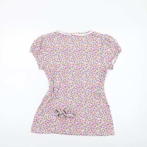 M&Co Womens Multicoloured Floral Viscose Basic T-Shirt Size 10 V-Neck