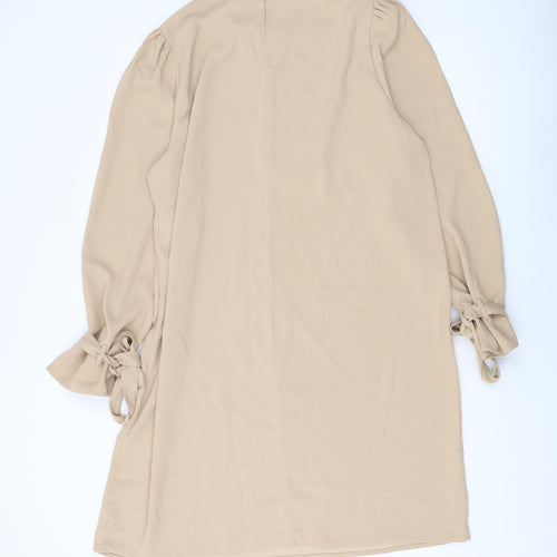 VERO MODA Womens Beige Polyester A-Line Size XL Crew Neck Zip