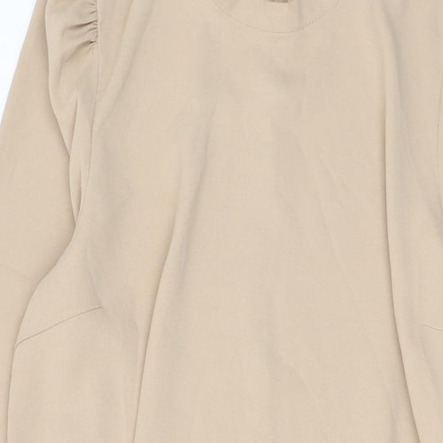 VERO MODA Womens Beige Polyester A-Line Size XL Crew Neck Zip