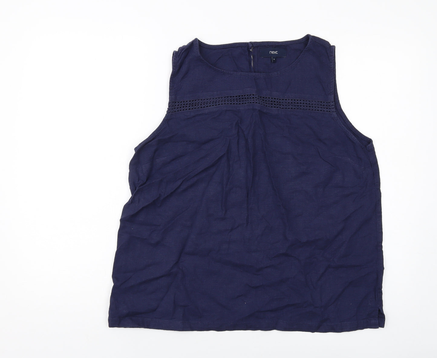Nexyt Womens Blue Linen Basic Tank Size 16 Round Neck