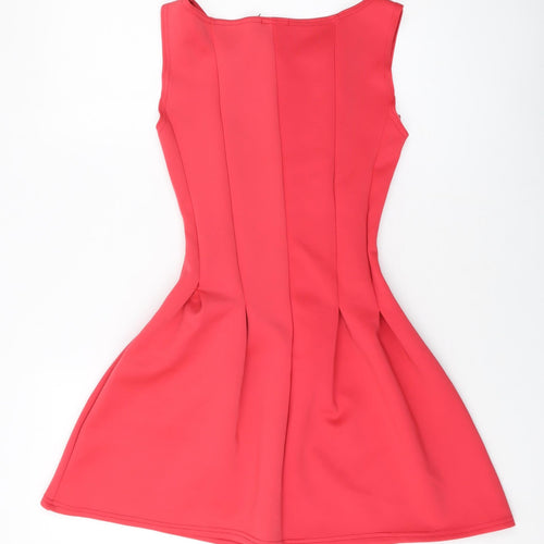 Graffic Womens Red Polyester A-Line Size 8 Round Neck Pullover