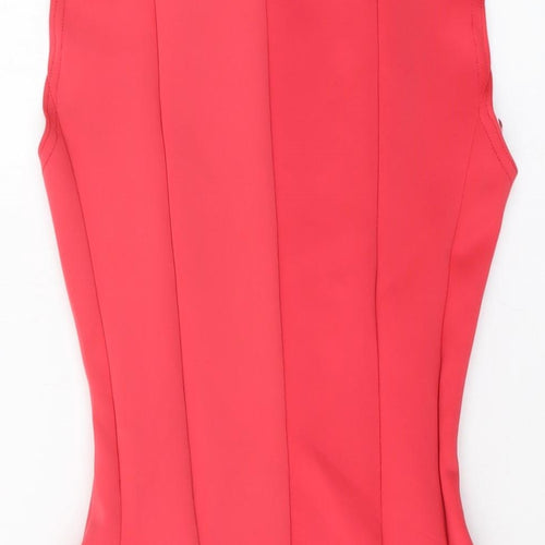 Graffic Womens Red Polyester A-Line Size 8 Round Neck Pullover