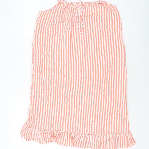 Marks and Spencer Womens Orange Striped Polyester Tank Dress Size 12 Round Neck Pullover