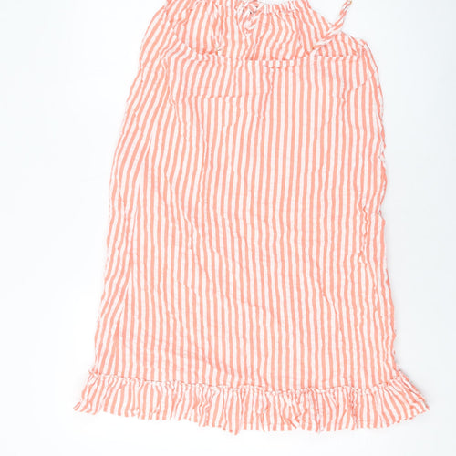 Marks and Spencer Womens Orange Striped Polyester Tank Dress Size 12 Round Neck Pullover