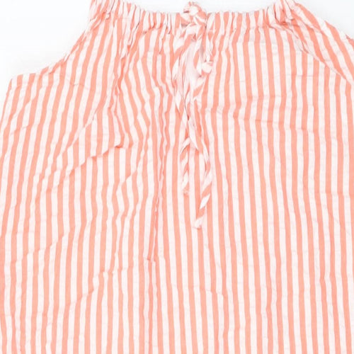 Marks and Spencer Womens Orange Striped Polyester Tank Dress Size 12 Round Neck Pullover