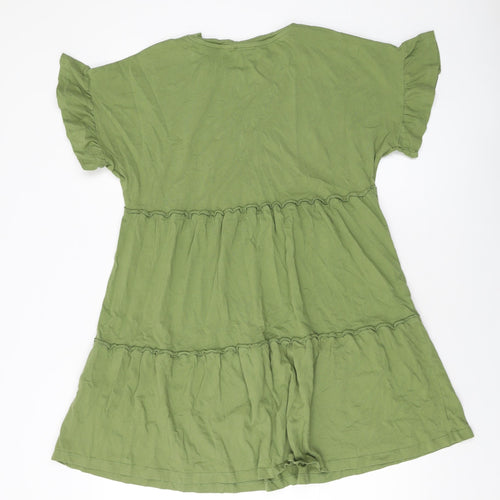 New Look Womens Green Cotton A-Line Size 12 Round Neck Pullover