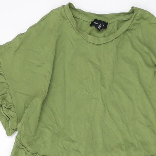 New Look Womens Green Cotton A-Line Size 12 Round Neck Pullover
