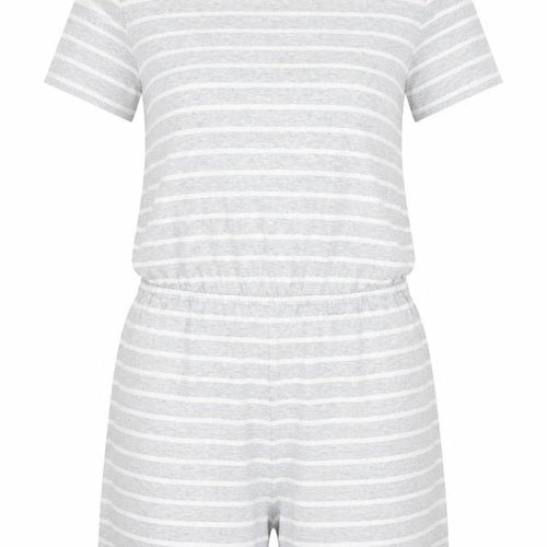 Forever 21 Womens Grey Striped Cotton Playsuit One-Piece Size L Button
