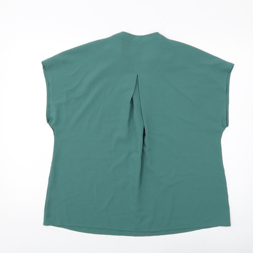 John Lewis Womens Green Polyester Basic Blouse Size 14 V-Neck