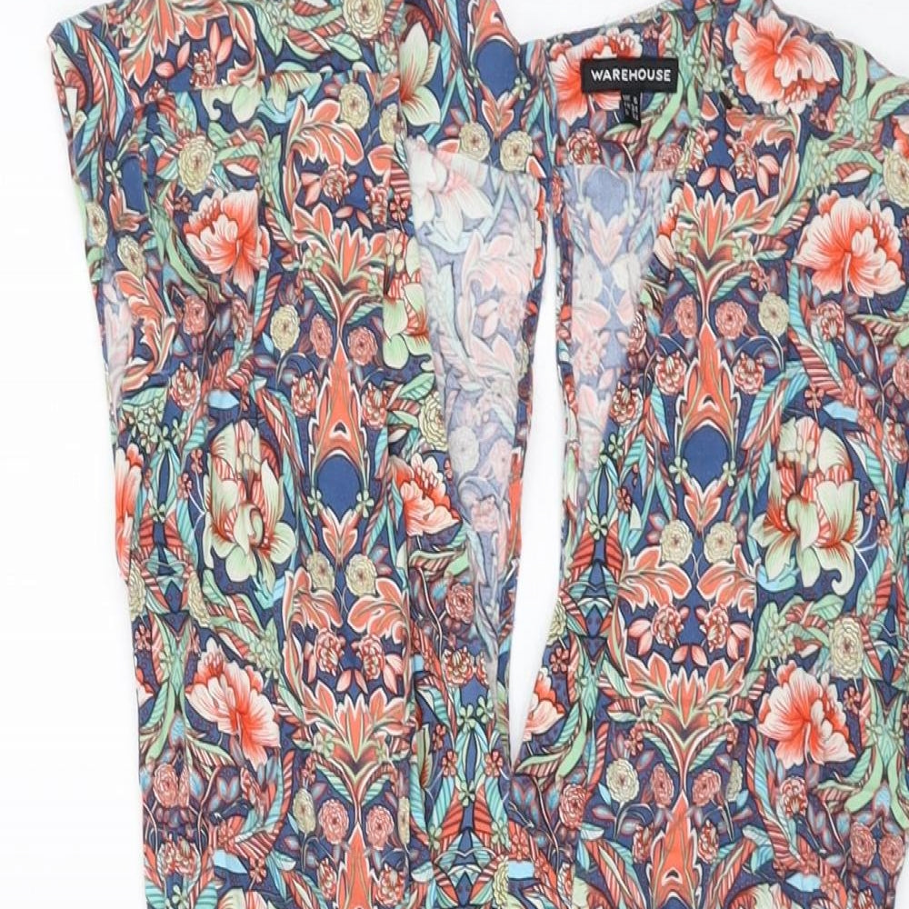 Warehouse Womens Multicoloured Floral Viscose Playsuit One-Piece Size 6 Button