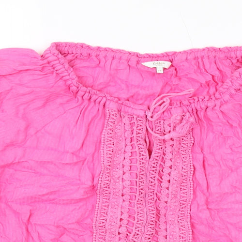 Cotton Traders Womens Pink Viscose Basic Blouse Size 14 Round Neck