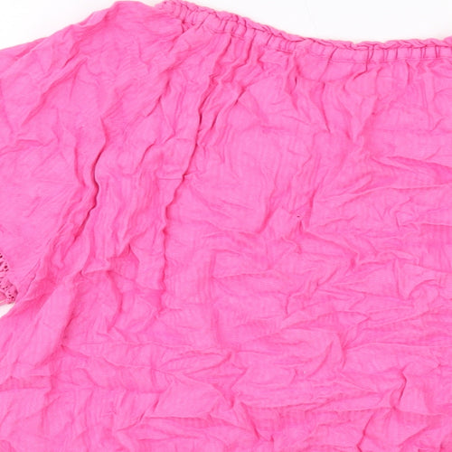 Cotton Traders Womens Pink Viscose Basic Blouse Size 14 Round Neck
