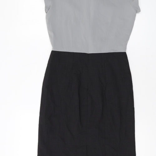 Simon Jersey Womens Grey Polyester Sheath Size 6 Round Neck Zip