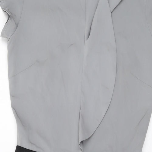 Simon Jersey Womens Grey Polyester Sheath Size 6 Round Neck Zip