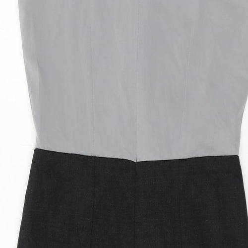 Simon Jersey Womens Grey Polyester Sheath Size 6 Round Neck Zip