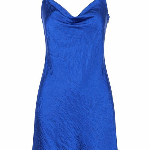 Nasty Gal Womens Blue Polyester Mini Size 6 Cowl Neck Zip