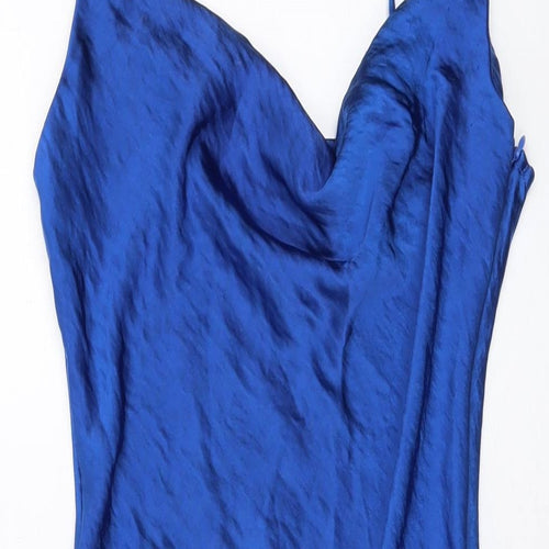 Nasty Gal Womens Blue Polyester Mini Size 6 Cowl Neck Zip
