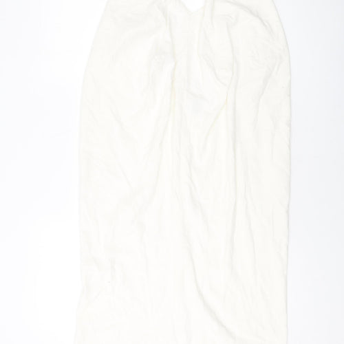 Zara Womens Ivory Polyester A-Line Size S V-Neck Button