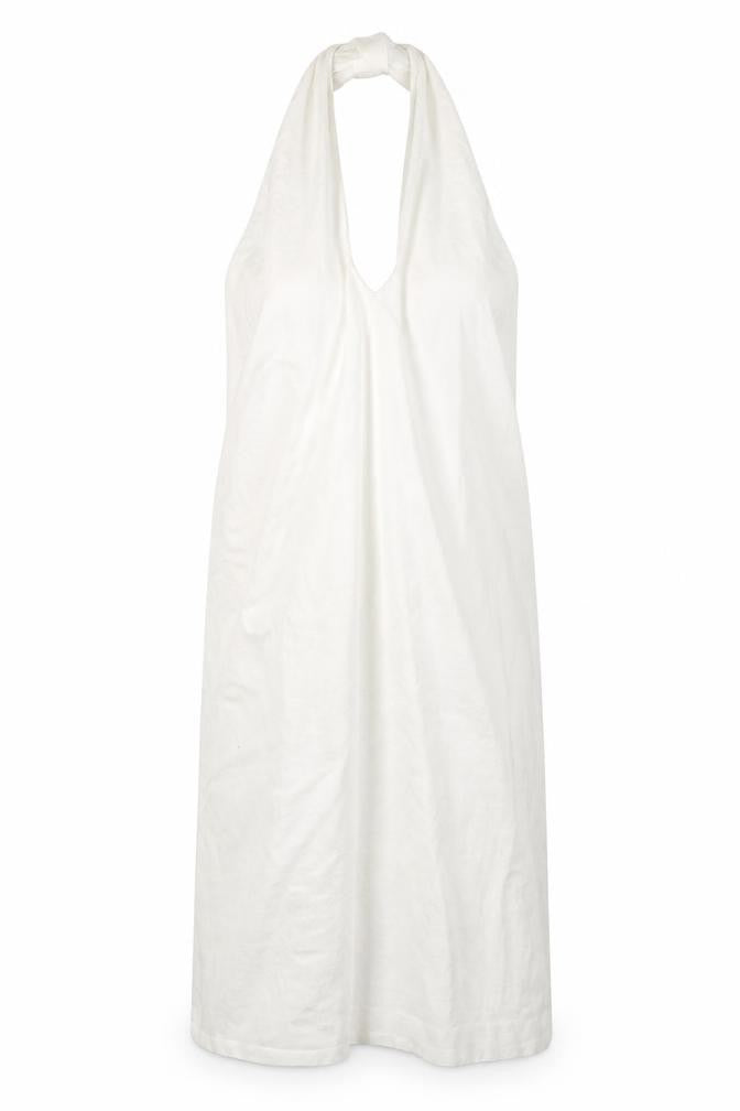 Front view of Zara women’s ivory polyester a-line, size S, v-neck button