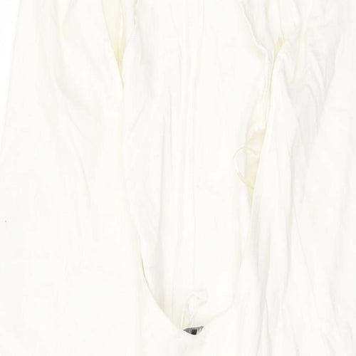 Zara Womens Ivory Polyester A-Line Size S V-Neck Button