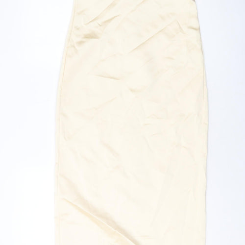Zara Womens Beige Polyester A-Line Size XS Square Neck Zip