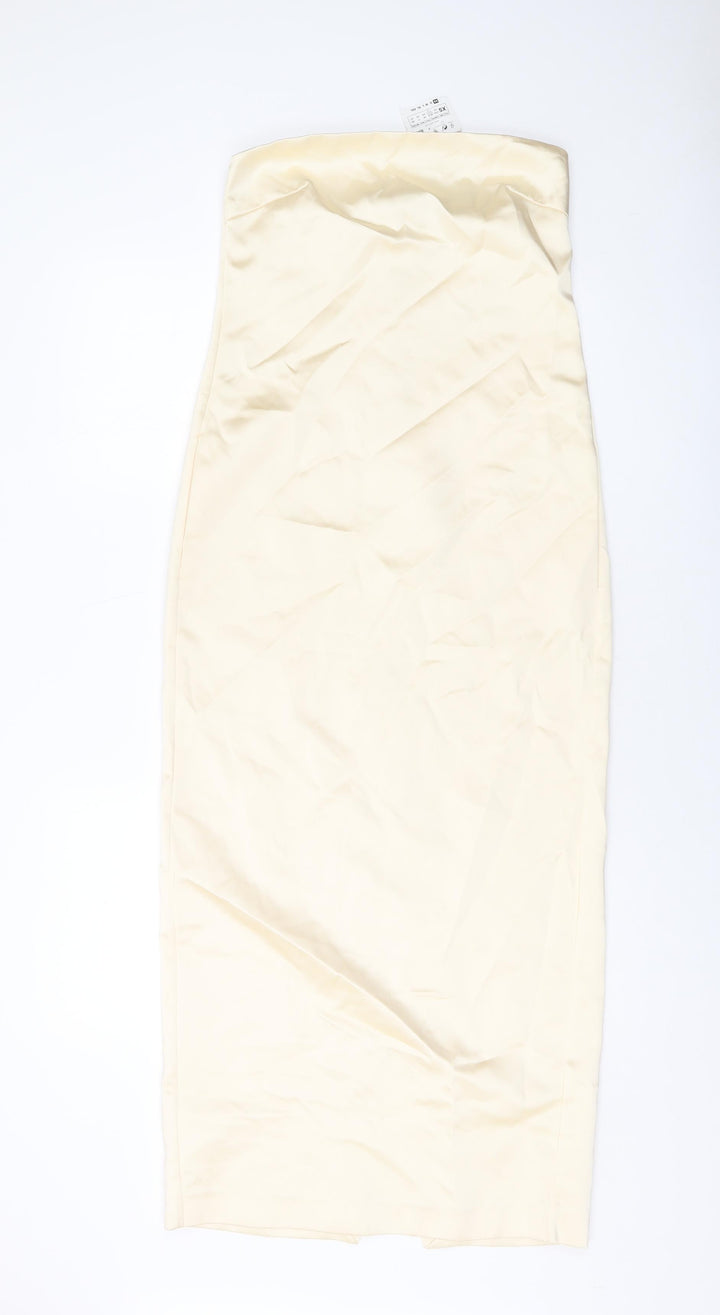 Zara Womens Beige Polyester A-Line Size XS Square Neck Zip