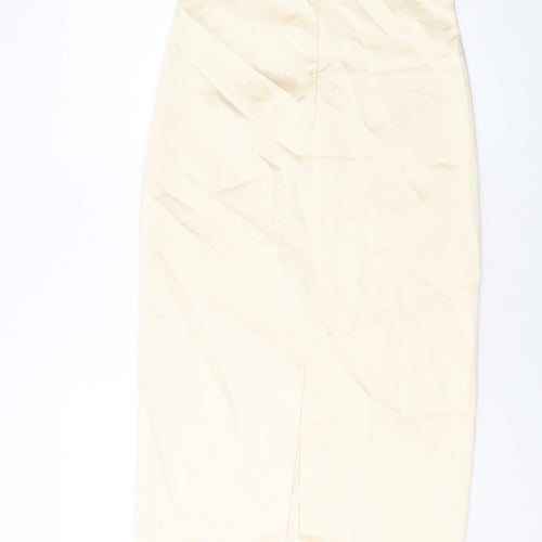 Zara Womens Beige Polyester A-Line Size XS Square Neck Zip