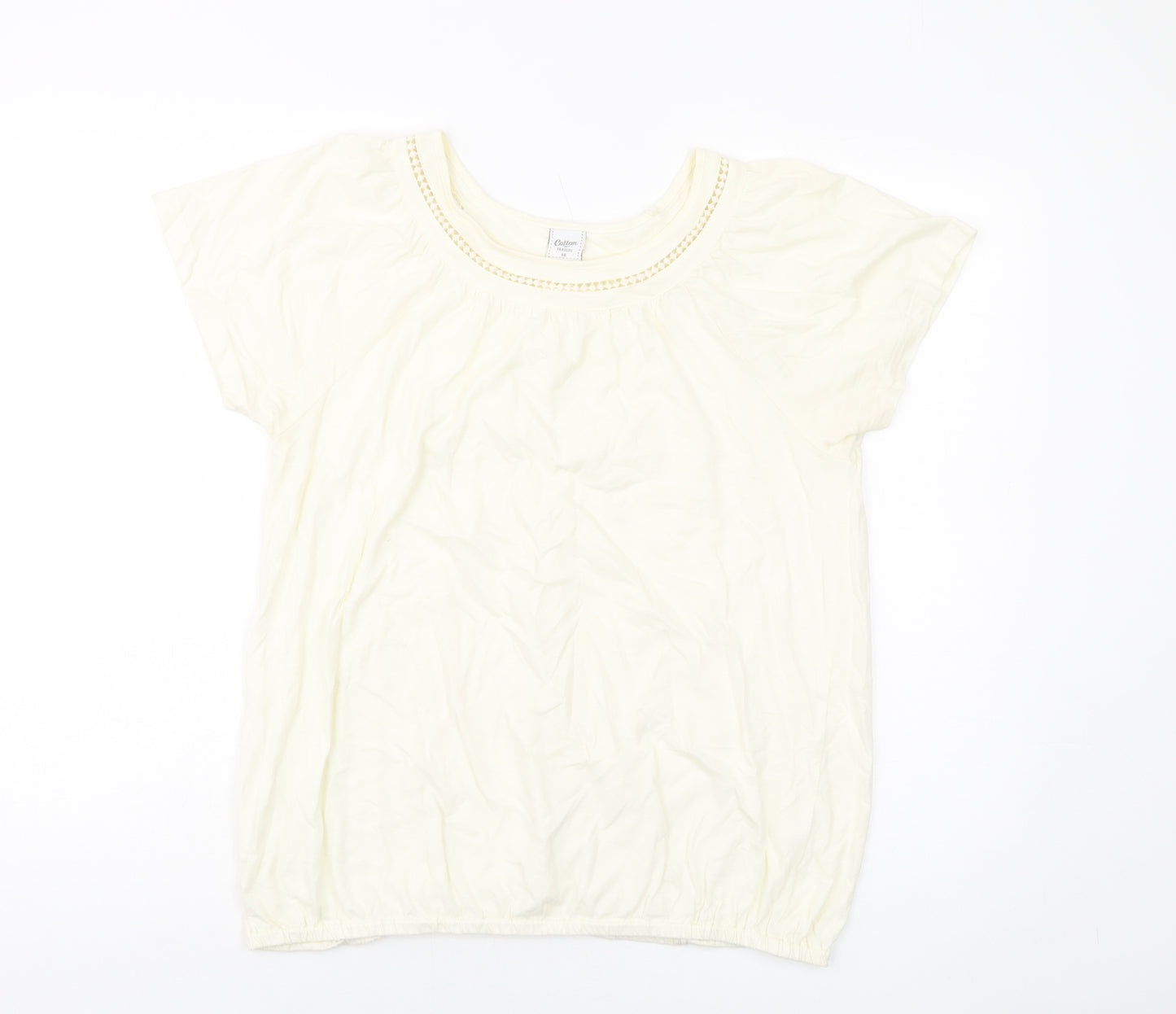 Cotton Traders Womens Orange Cotton Basic T-Shirt Size 14 Round Neck