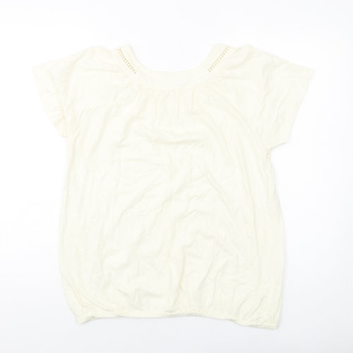 Cotton Traders Womens Orange Cotton Basic T-Shirt Size 14 Round Neck