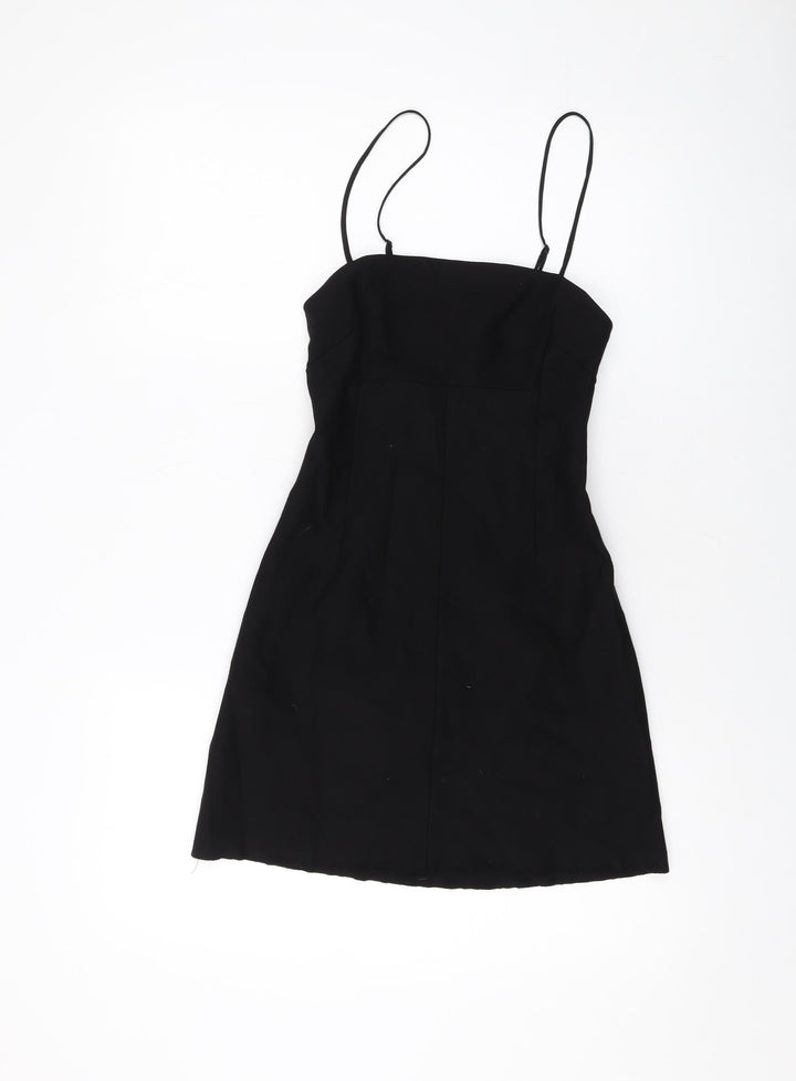 Silence + Noise Womens Black Viscose Mini Size XS Square Neck Pullover