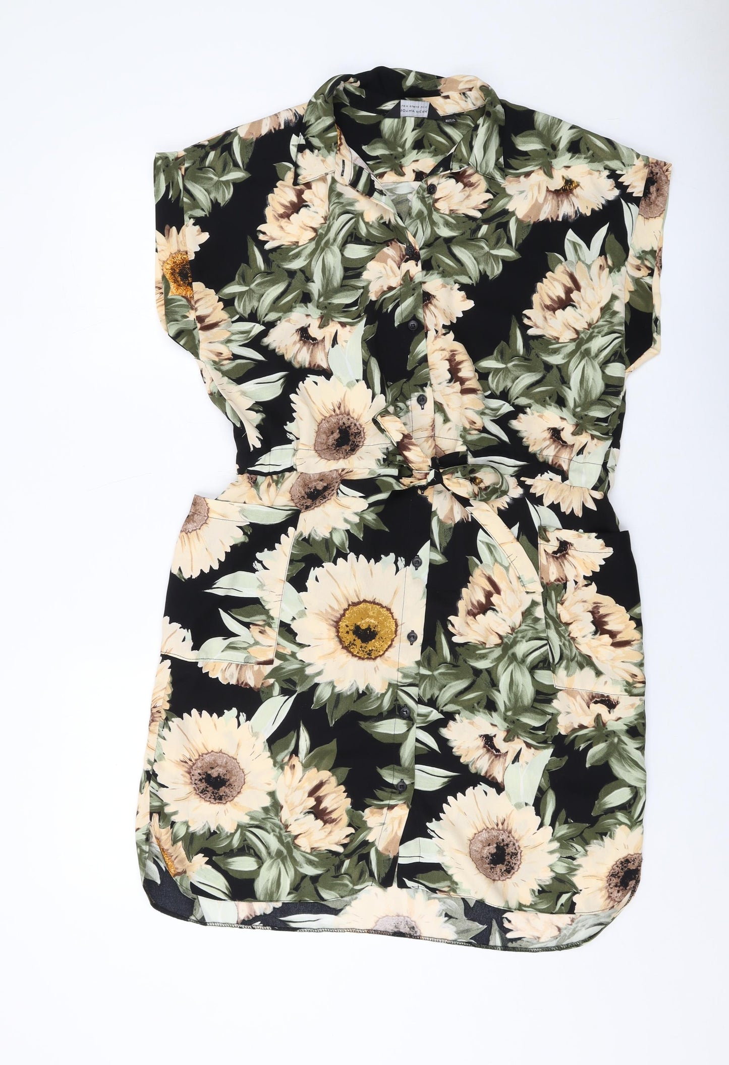 Dorothy Perkins Womens Multicoloured Floral Polyester Shirt Dress Size 14 Collared Button