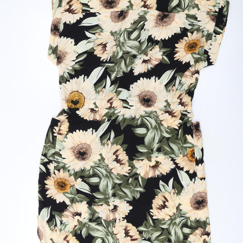 Dorothy Perkins Womens Multicoloured Floral Polyester Shirt Dress Size 14 Collared Button