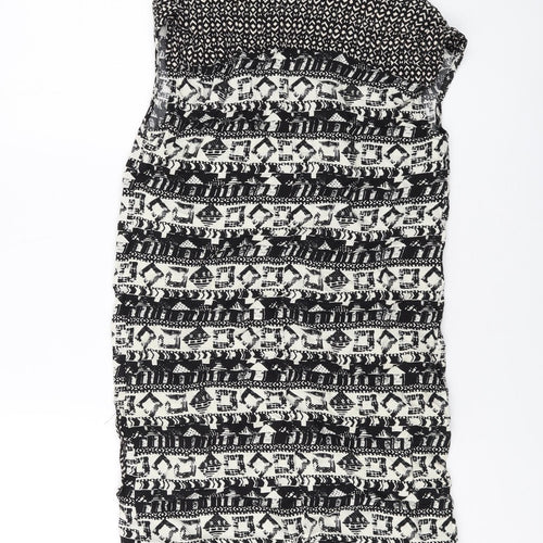NEXT Womens Black Geometric Viscose Tank Dress Size 6 V-Neck Pullover