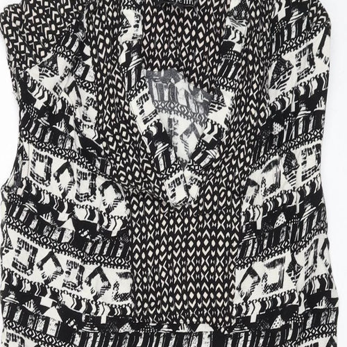 NEXT Womens Black Geometric Viscose Tank Dress Size 6 V-Neck Pullover