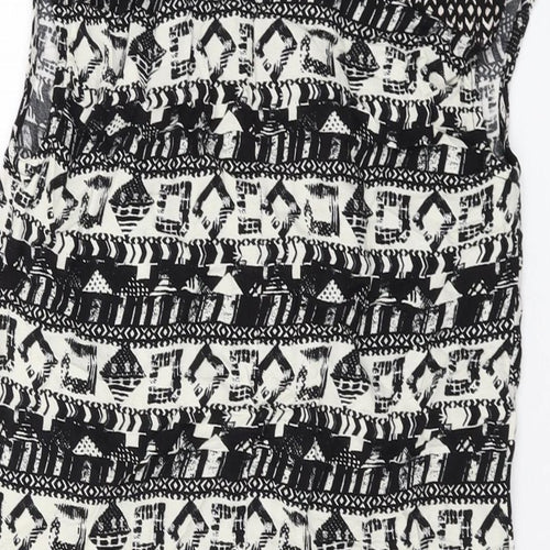 NEXT Womens Black Geometric Viscose Tank Dress Size 6 V-Neck Pullover