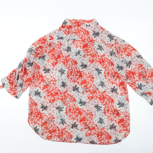 Dorothy Perkins Womens Red Floral Polyester Basic Blouse Size 14 V-Neck