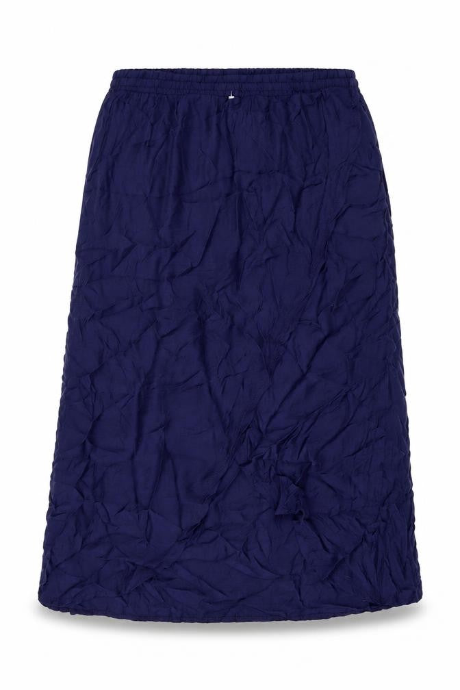 Front view of ESMARA women’s blue viscose a-line skirt, size UK 18