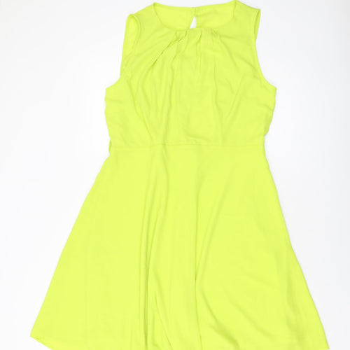 Dorothy Perkins Womens Green Polyester A-Line Size 16 Round Neck Button