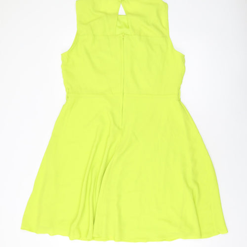 Dorothy Perkins Womens Green Polyester A-Line Size 16 Round Neck Button