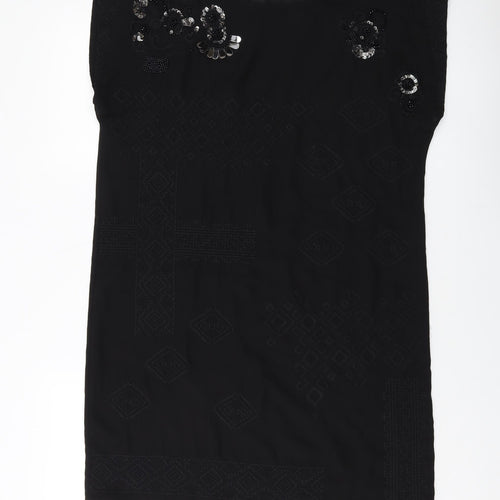 Marks and Spencer Womens Black Polyester Tank Dress Size 12 Round Neck Pullover