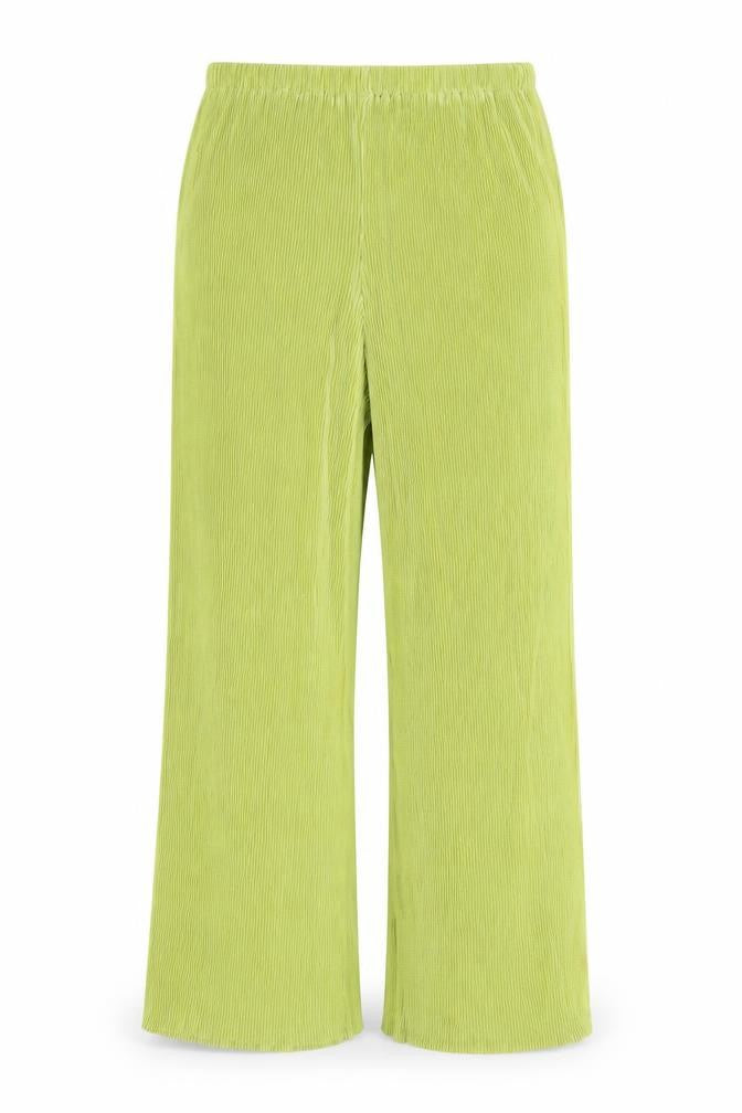 Front view of Ei8th Hour women’s green polyester trousers, size UK 8, 29-inch leg regular