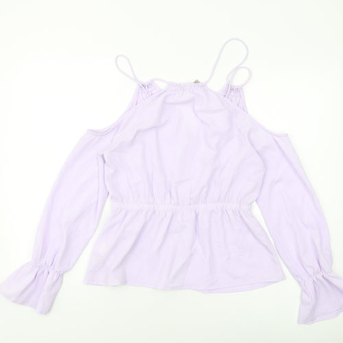 Asoso Womens Purple Polyester Basic Blouse Size 12 V-Neck