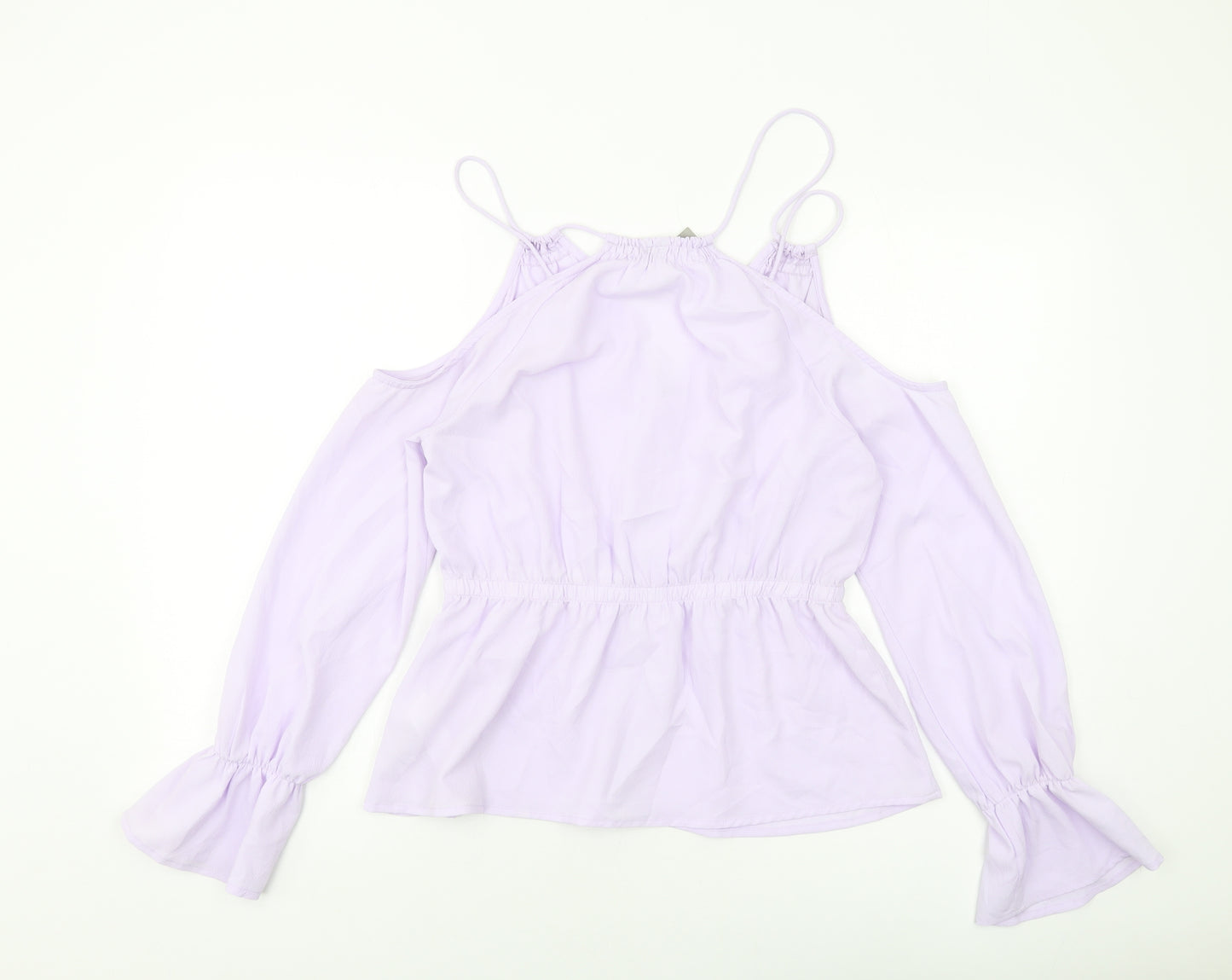 Asoso Womens Purple Polyester Basic Blouse Size 12 V-Neck