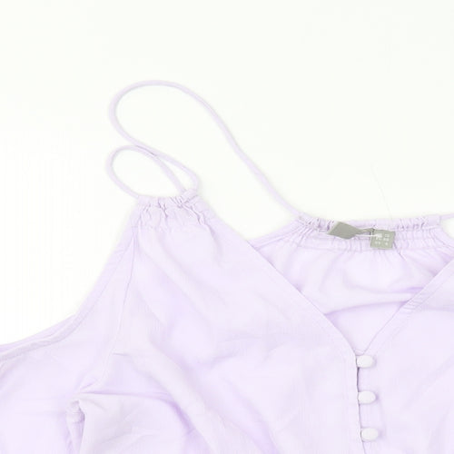 Asoso Womens Purple Polyester Basic Blouse Size 12 V-Neck