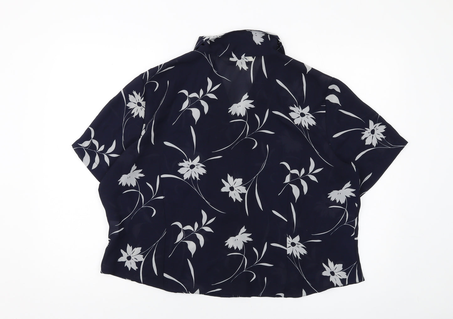 Berkertex Womens Blue Geometric Polyester Basic Button-Up Size 24 Collared