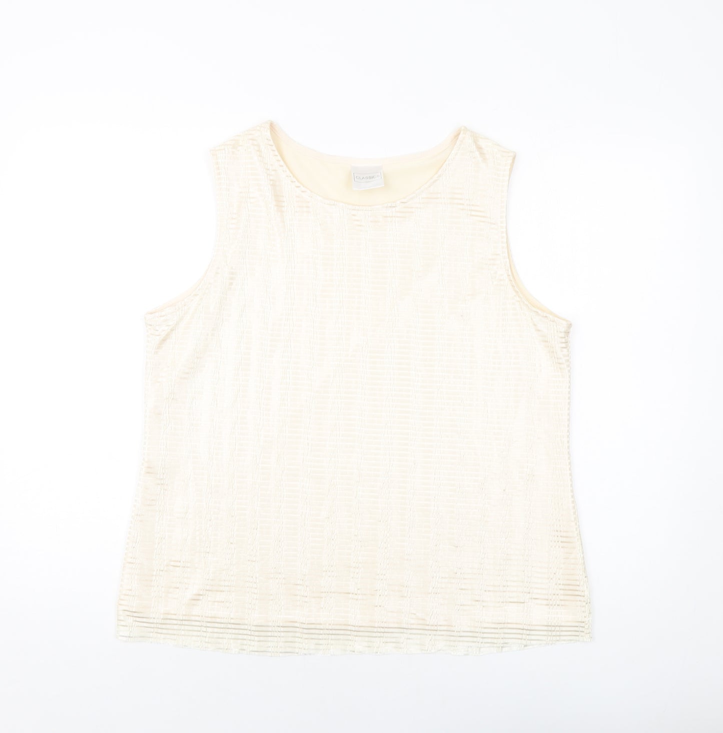 Classic Womens Beige Polyester Basic Tank Size 16 Round Neck