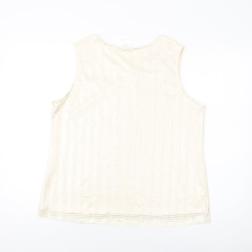 Classic Womens Beige Polyester Basic Tank Size 16 Round Neck