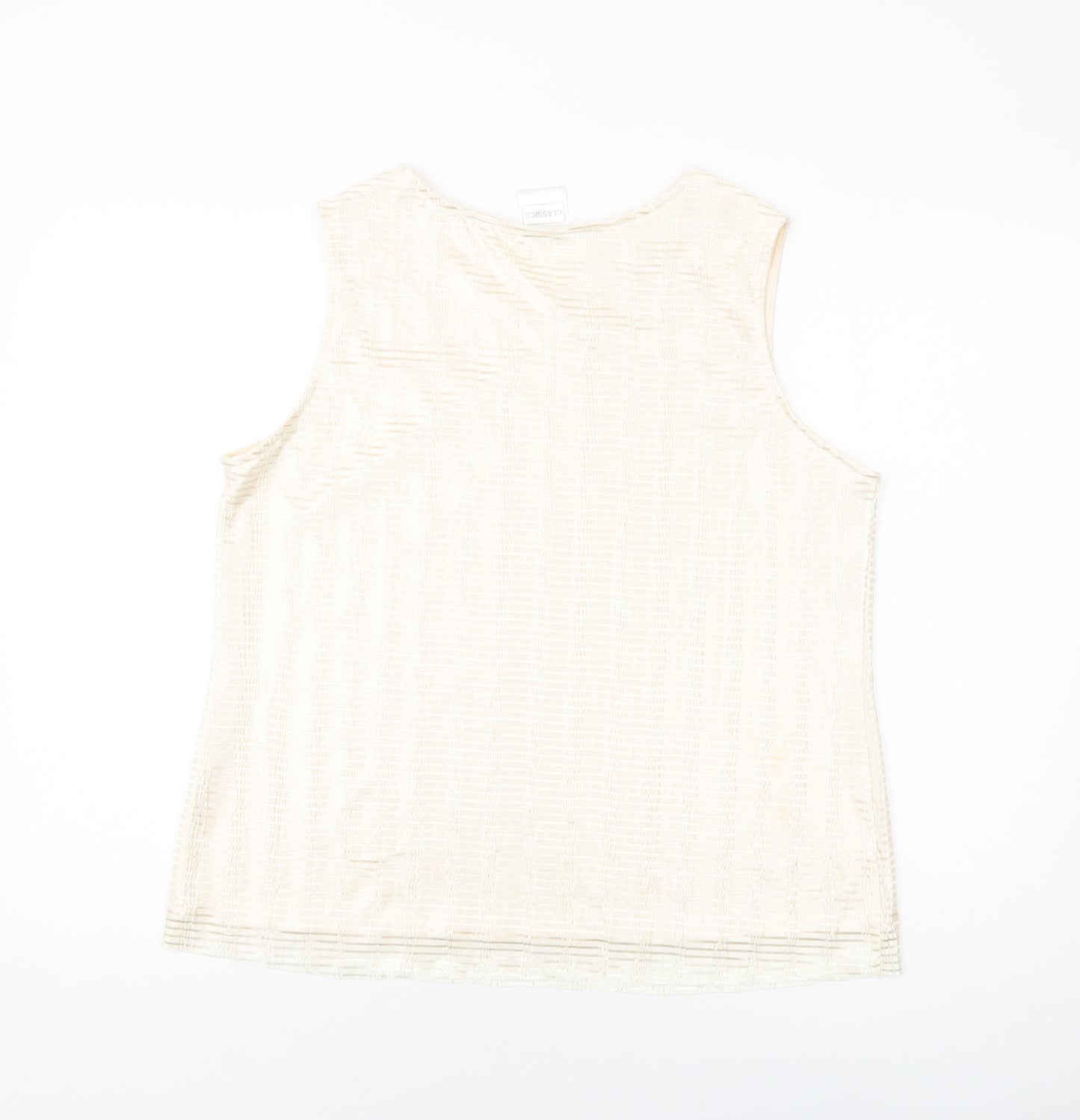 Classic Womens Beige Polyester Basic Tank Size 16 Round Neck